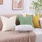 Corduroy Pillow Covers 18x18 Inch Set of 2, Striped Decorative Square Spring Throw Pillow Covers with Wide Border for Couch Living Room Bed, Cream White
